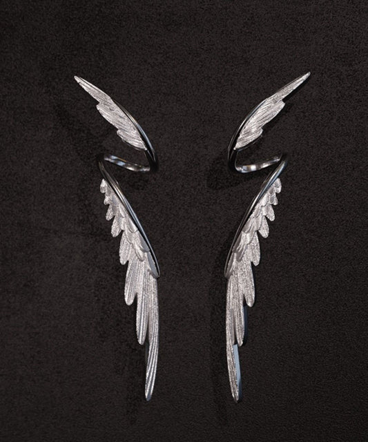 Stylish Silk Sterling Silver Wing Drop Earrings Gh1035