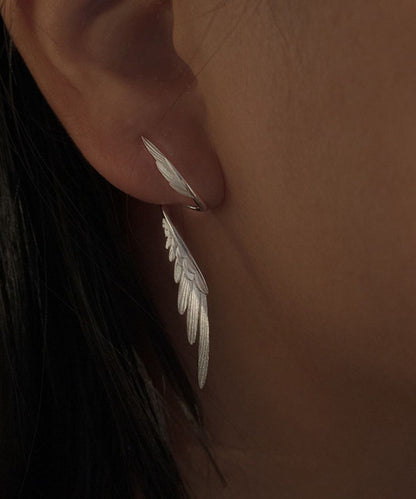 Stylish Silk Sterling Silver Wing Drop Earrings Gh1035