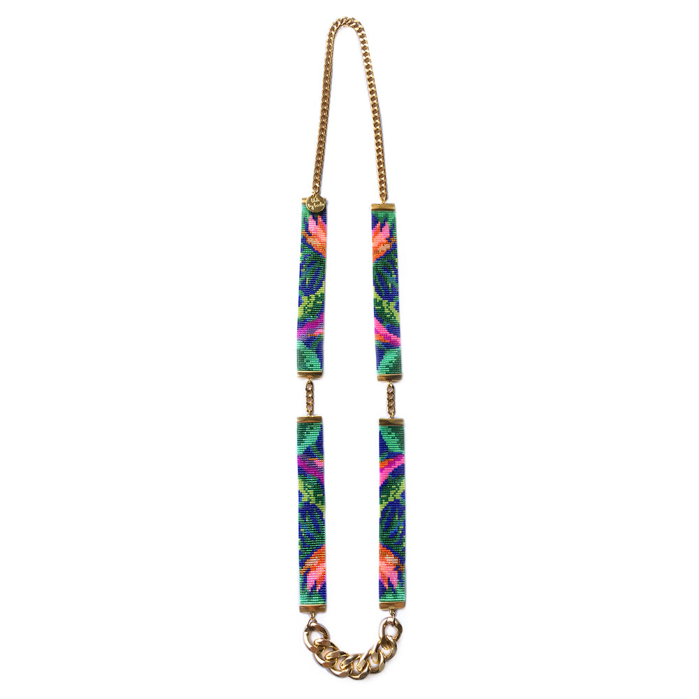 Jungle Print Beaded Necklace