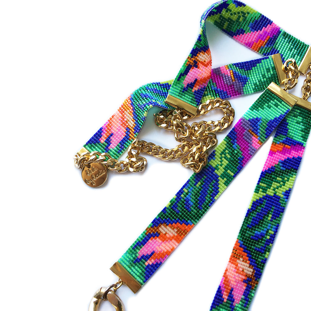 Jungle Print Beaded Necklace