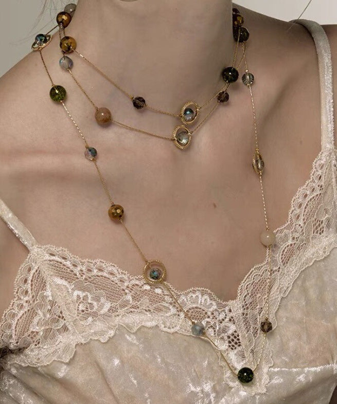 Unique Gold Metal Alloy Pearl Gypsophila Gratuated Bead Necklace Yr007