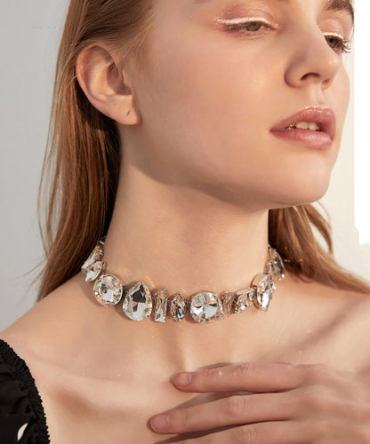 Unique White Sparkle Fine Zircon Princess Necklace