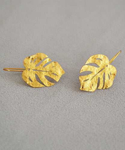 Hot Gold Leaf 14k Gold Copper Stud Earrings