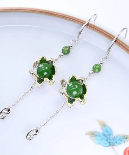 Sterling Silver Jade Drop Earrings