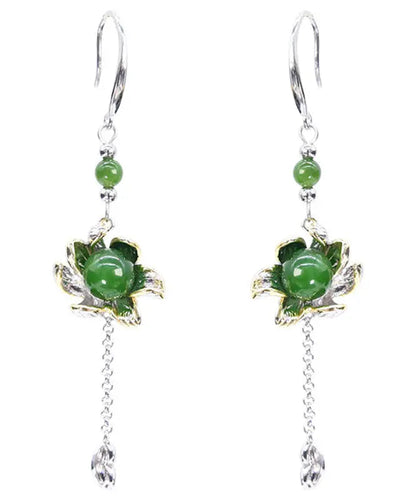 Sterling Silver Jade Drop Earrings