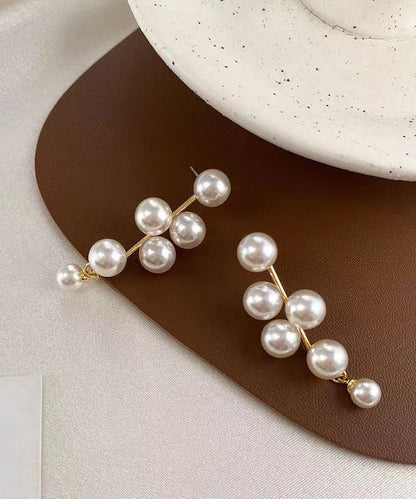 White Alloy Pearl Stud Earrings Ly1784