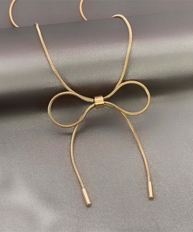 Gold Sterling Silver Overgild Bow Princess Necklace Gh1012