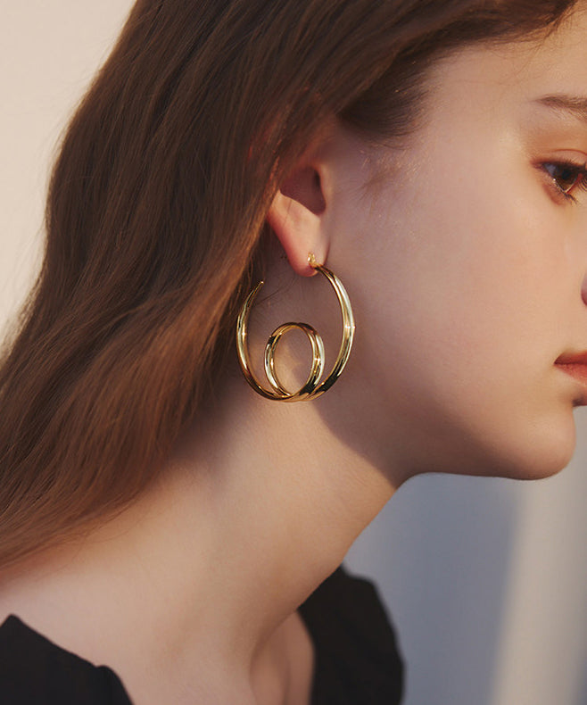 Golden Original Design Metal Hoop Earrings