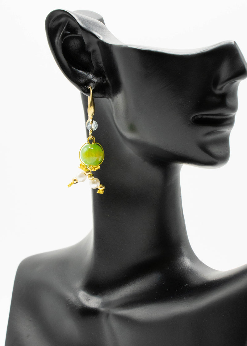 Grass Green Fine Crystal Original Design Drop Earrings