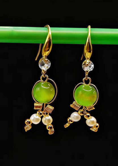 Grass Green Fine Crystal Original Design Drop Earrings