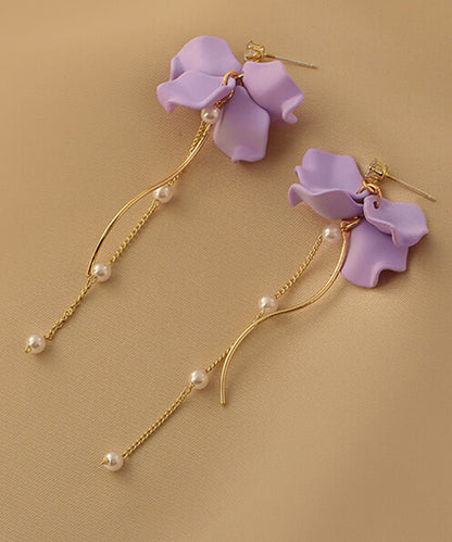 Purple Alloy Long Tassel Drop Earrings Ly1802