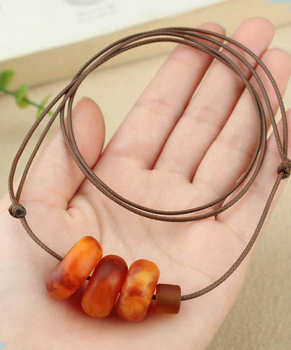 Red Resin Beeswax Pendant Necklace