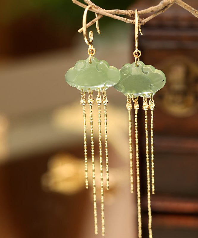 White Silver Plated Gem Stone Drop Earrings