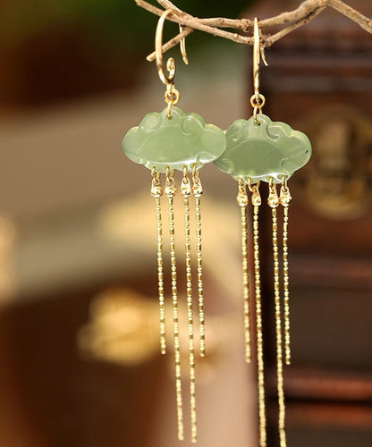 White Silver Plated Gem Stone Drop Earrings