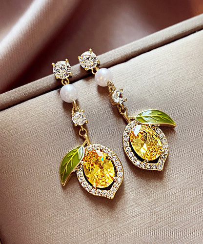 Zircon Silver Overgild Stud Earrings