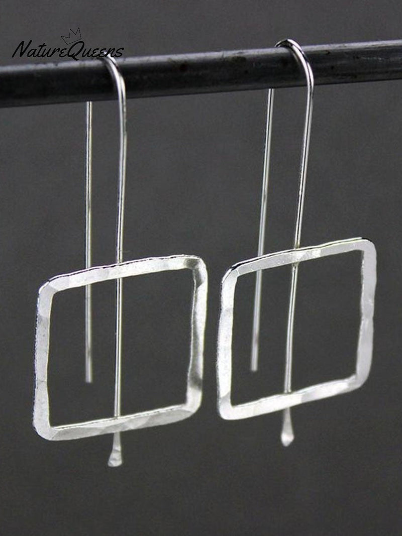 Threaded Geometric Minimalist Drop Earrings Simple