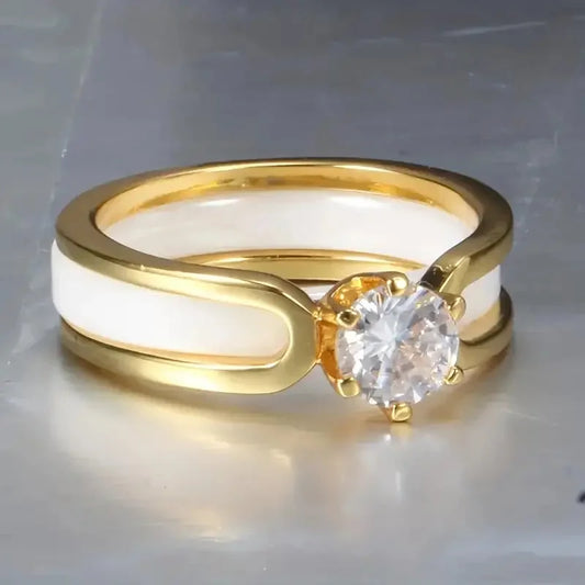 White & Gold Zirconia Ring