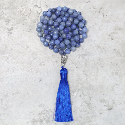 108 Beads Blue Aventurine Mala Necklace for Meditation