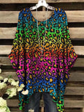 Women's Gradient Color Leopard Print Top