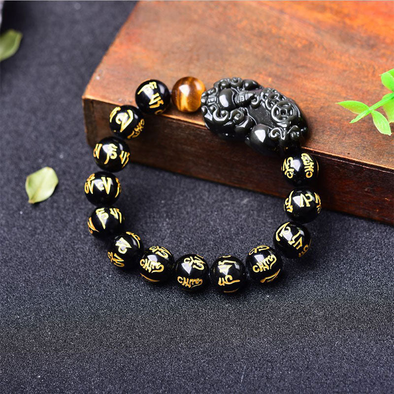 Fengshui Pixiu Obsidian Wealth Bracelet