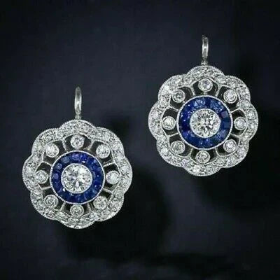 Mandala Blue Zirconia Earrings
