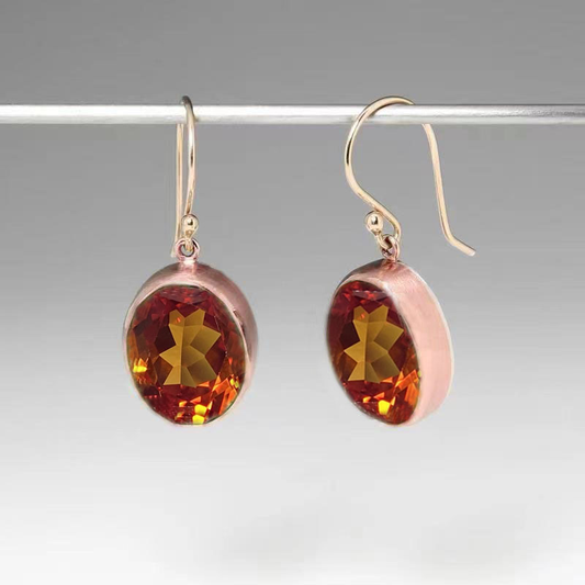 Inlaid Garnet Glass Earrings
