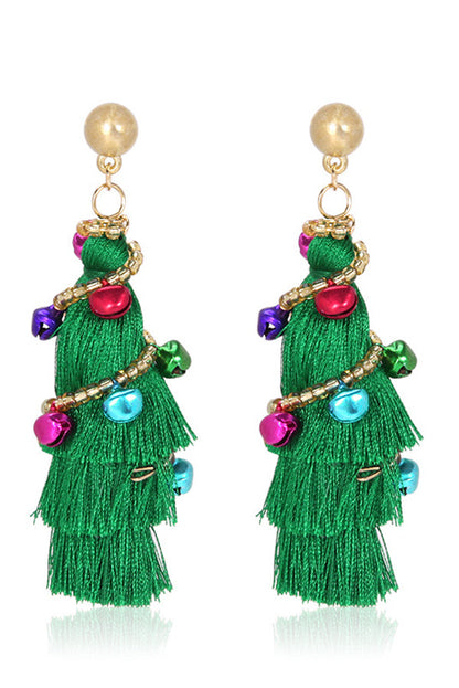 Lightweight Christmas Tree Tassel Beaded Earrings