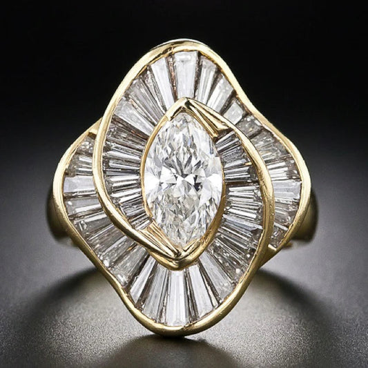 Zirconia Mesh Gold Ring