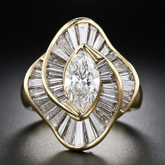 Zirconia Mesh Gold Ring
