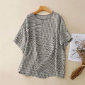 Comstylish Women's Vintage Abstract Geometric Print Lines T-shirt