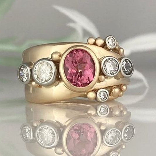 Red Zirconia Golden Ring