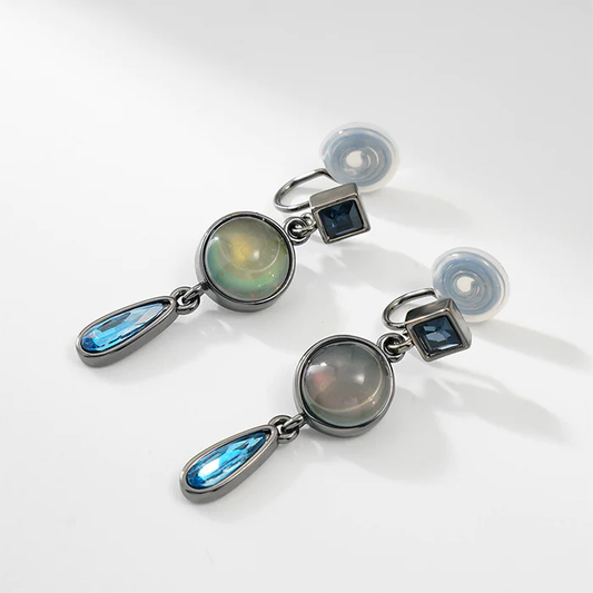 Blue Crystal Drop Earrings