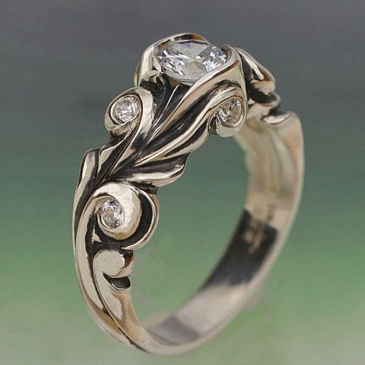 Silver Inlaid Glass Ring