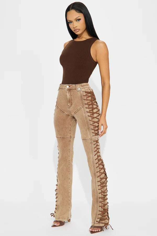 Dawstring lace-up Denim Jeans