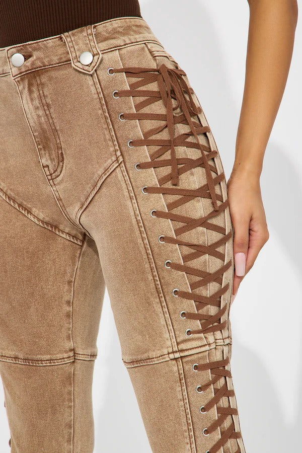 Dawstring lace-up Denim Jeans
