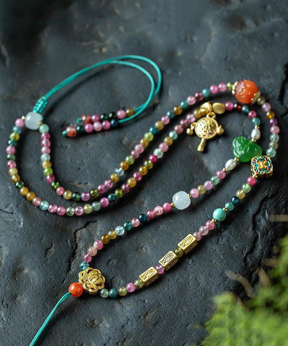 Rainbow Beading Sweater Tassel Gratuated Bead Necklace