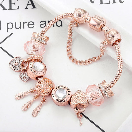 Rose Dreamcatcher Bracelet With Charms Included in Sterling Silver