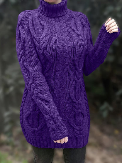 Laura® | Women's long wool turtleneck sweater for winter
