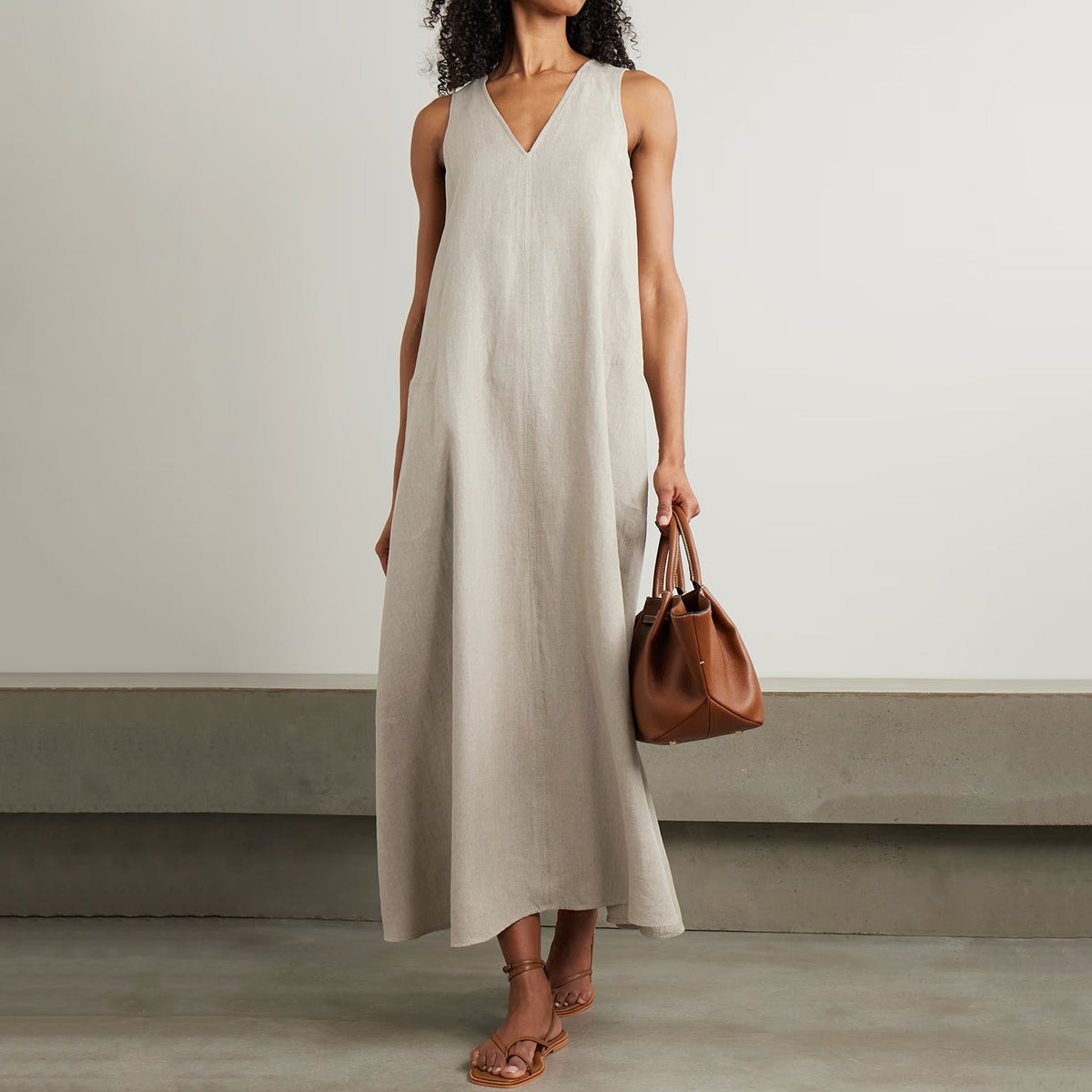 Women's Simple Solid Color Sleeveless Dress elevenforest