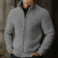 Men's Vintage Fairman Island Colorful Knitted Pattern Zip Sweater elevenforest