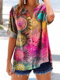 Women's Mandala Pattern Art Print Cotton Linen Casual Shirt