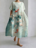 Comstylish Japanese Style Pond Moonlight Round Neck Leisure Dress