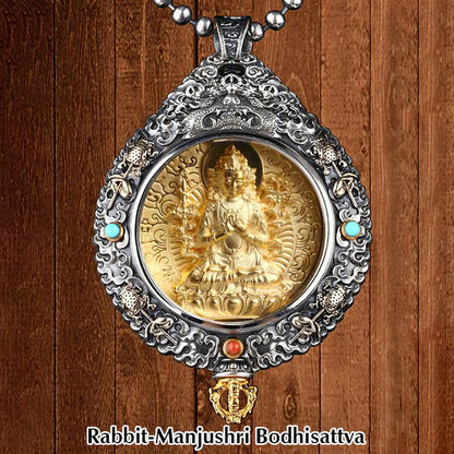 Buddha Stones Chinese Zodiac Natal Buddha Thangka Nine Palaces Eight Diagrams Wealth Rotatable Necklace Pendant