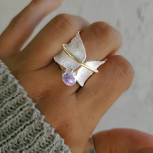 Silver & Purple Zirconia Ring