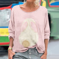 Comstylish Cute Easter Bunny Art Crewneck Cozy Washed T Shirt