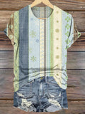 Floral Colorblock Art Print T-Shirt