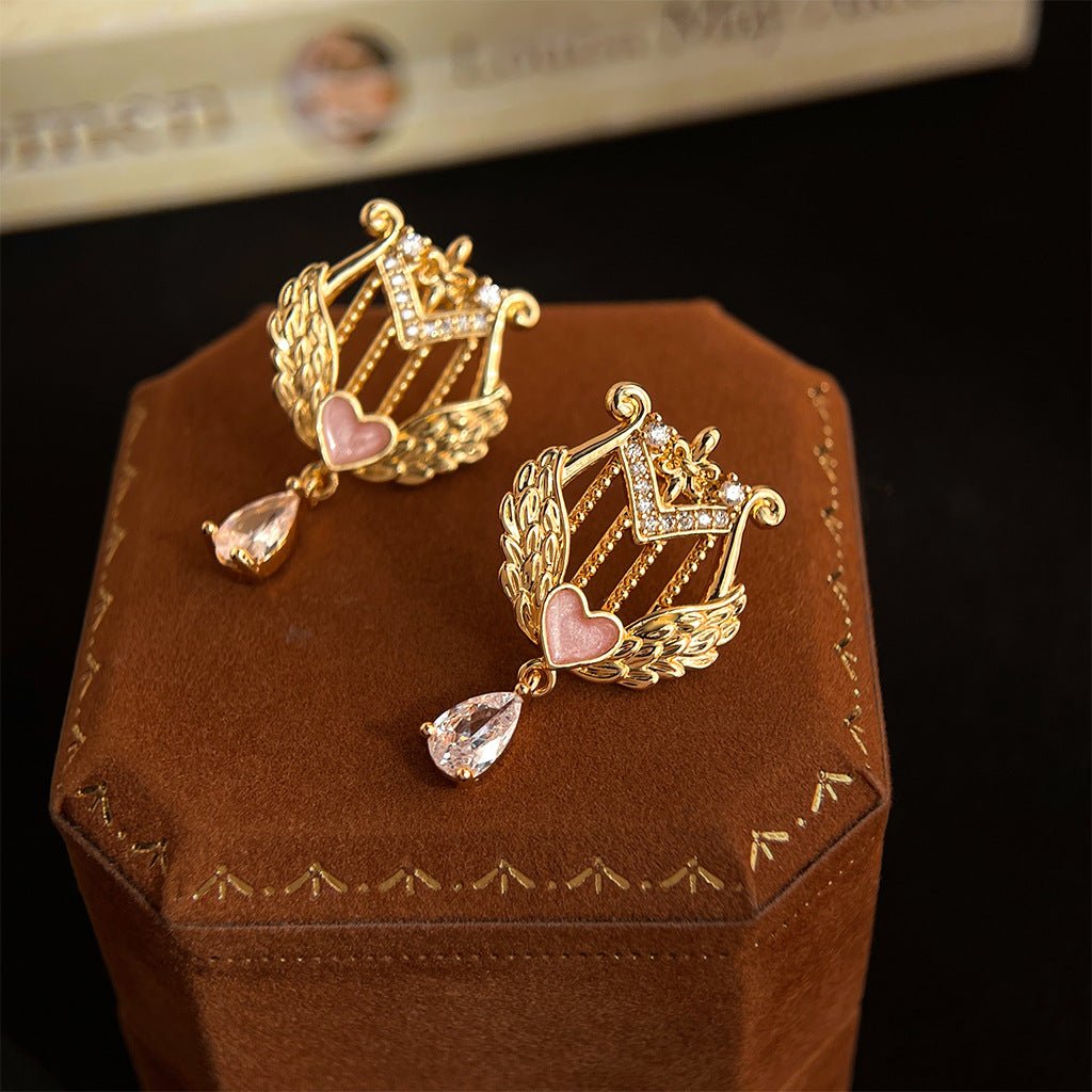 Amour Heart Lyre Earrings