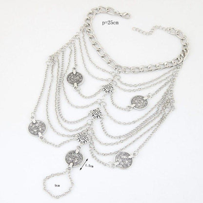 Multilayer Coin Tassel Anklet