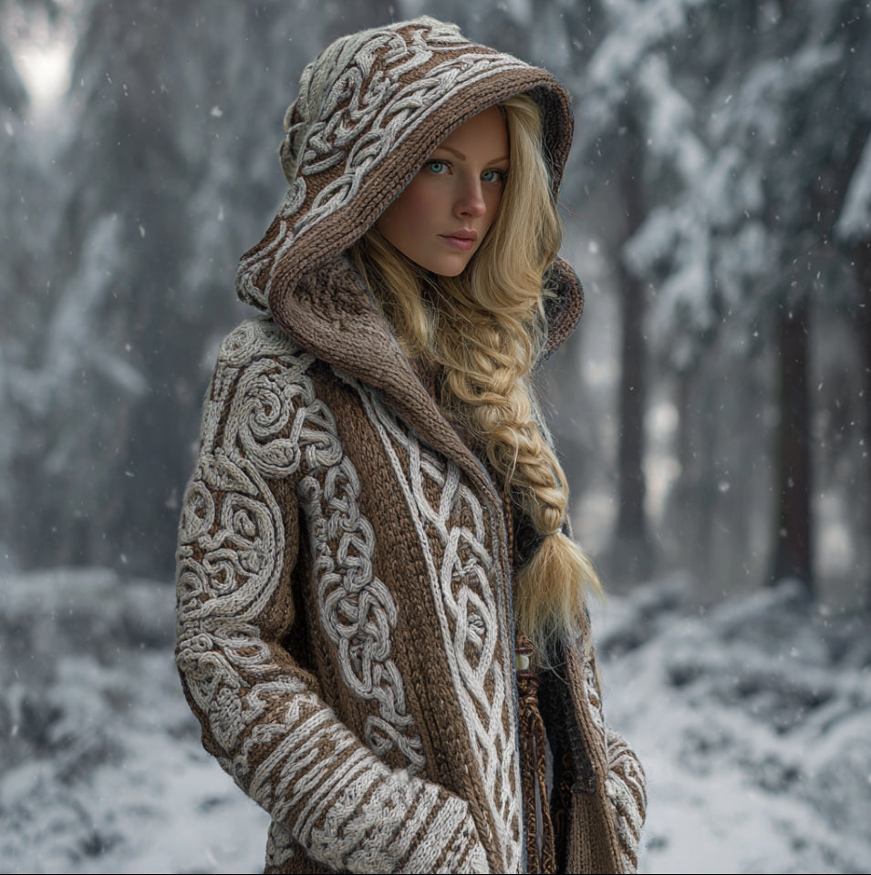 Viking Style Women's Thick Sweater Coat artswardrobe