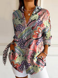 Women's Art Floral Hippie Print Long Sleeve Shirt